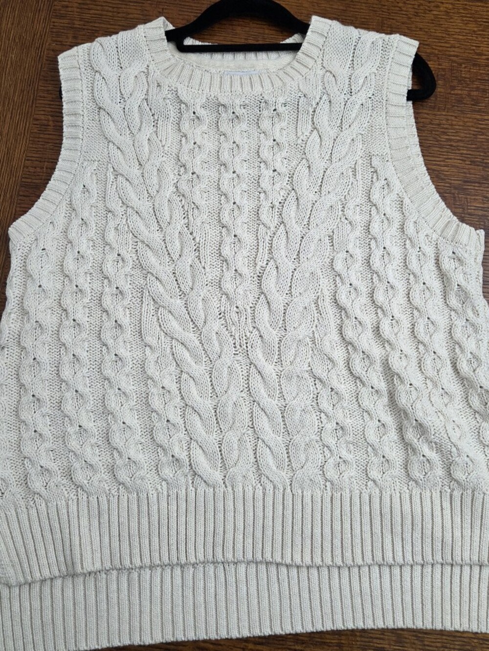 Nicole Miller Ivory Cableknit Sweater Vest Womens Large Like New